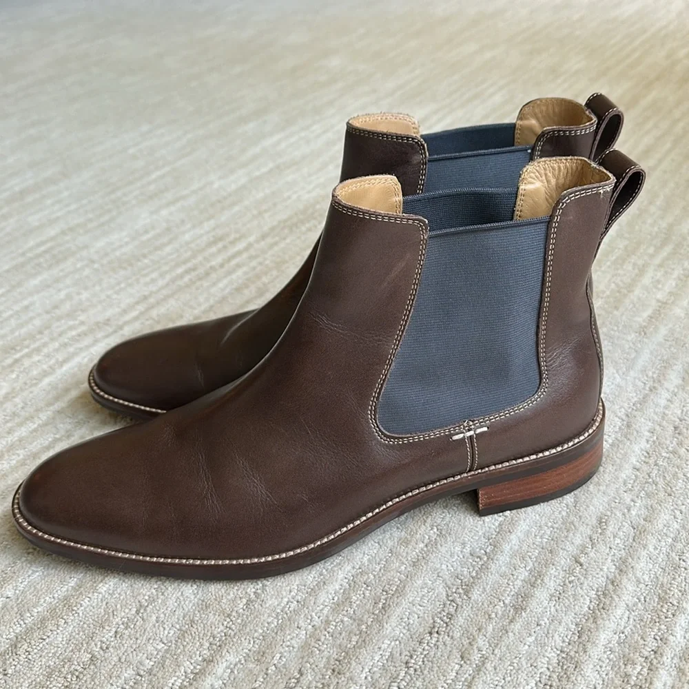 EUC Cole Haan Boots Hawthorne Leather Pull-On Chelsea Boots Brown Leather Size 9